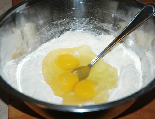 eggs in flour