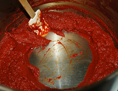 making tomato paste